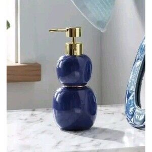 NWT OPALHOUSE w/JUNGALOW GLAZED CERAMIC SOAP PUMP DISPENSER - Cobalt Blue